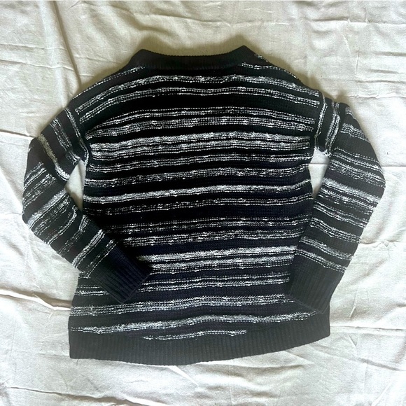 Calvin Klein Jeans Pullover Sweater Large Striped Black White Comfy Cozy Preppy - Picture 6 of 7